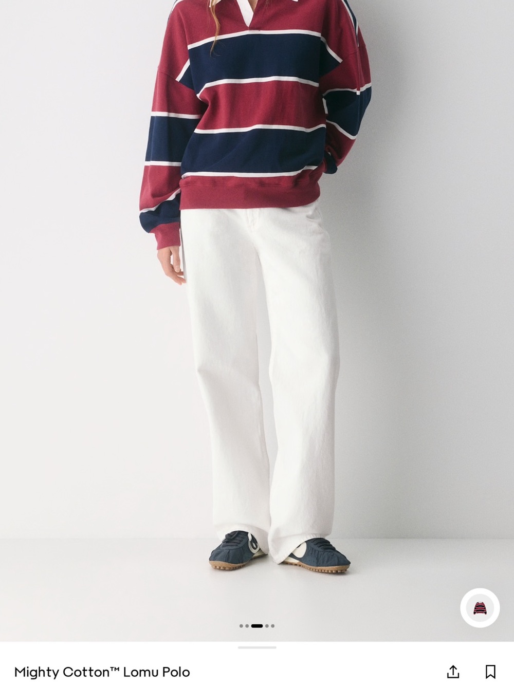 Aritzia Striped Rugby Shirt in Navy, Burgundy & White - Picture 6 of 6